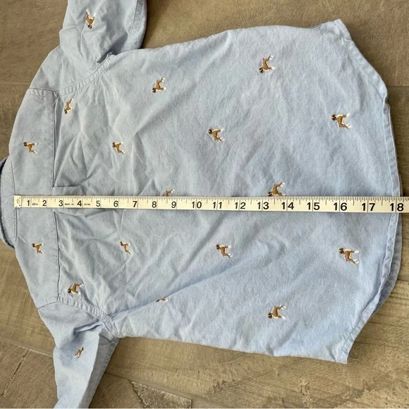 Janie and Jack Embroidered Boxer Dog Long Sleeve Oxford Button Up Size 5 - Picture 7 of 9